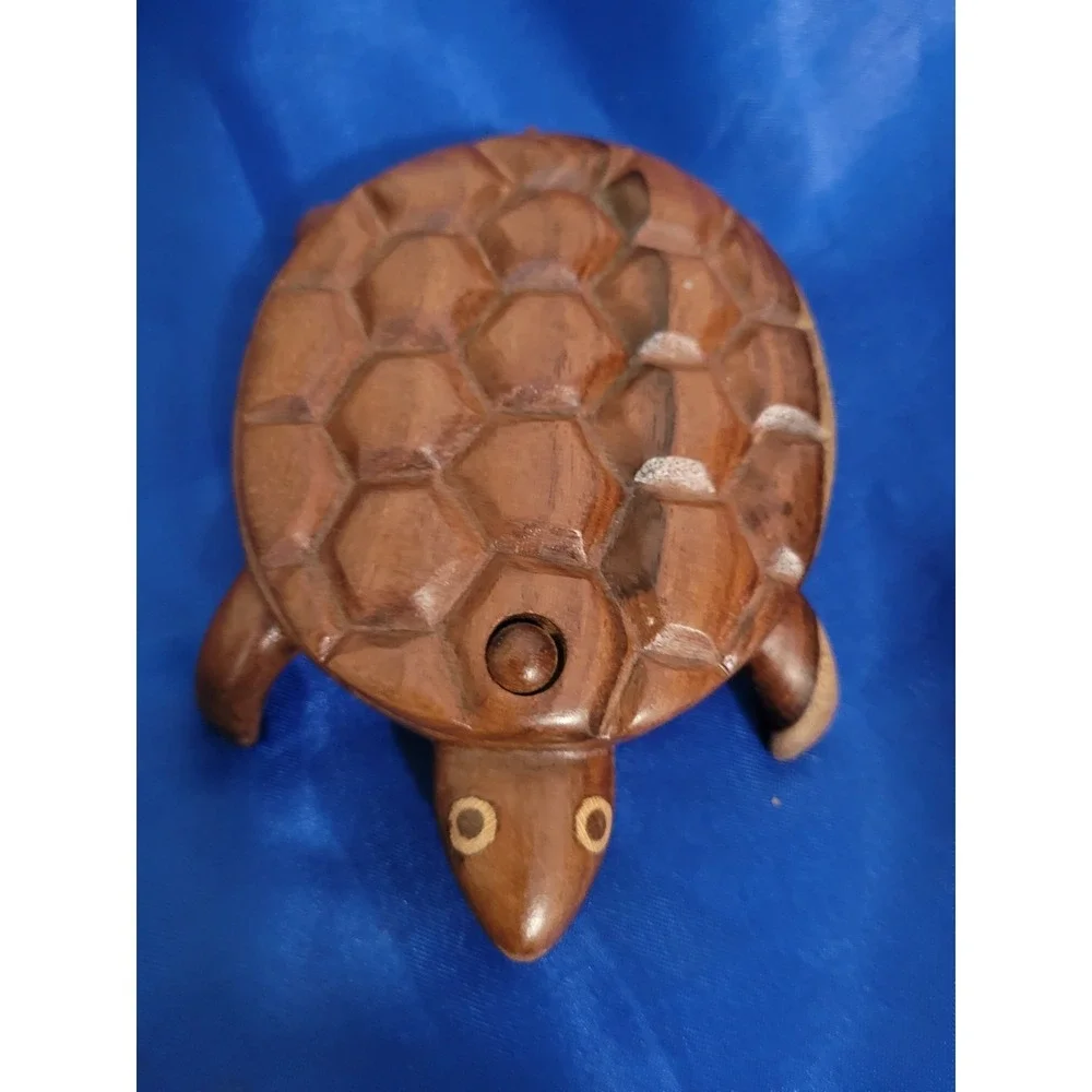 Wood Turtle Shaped Trinket Box Handcrafted Fair Trade  Egypt Dalbergia Sisso
